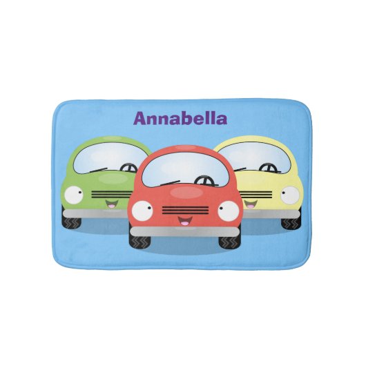 Cute kawaii cars cartoon illustratie badmat (Voorkant)