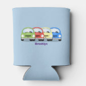 Cute kawaii cars cartoon illustratie blikjeskoeler (Achterkant)