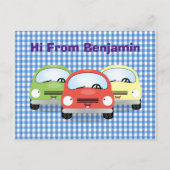 Cute kawaii cars cartoon illustratie briefkaart (Voorkant)
