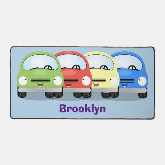 Cute kawaii cars cartoon illustratie bureaumat (Voorkant)