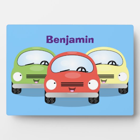 Cute kawaii cars cartoon illustratie fotoplaat (voorkant)