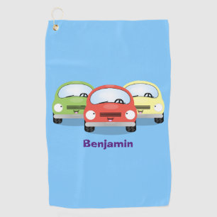 Cute kawaii cars cartoon illustratie golfhanddoek