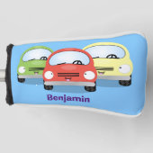 Cute kawaii cars cartoon illustratie golfheadcover (Voorkant)