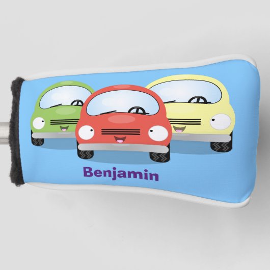 Cute kawaii cars cartoon illustratie golfheadcover (Voorkant)