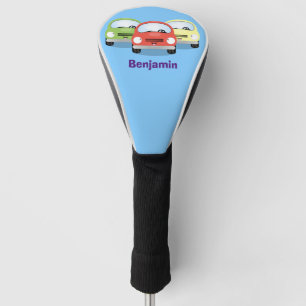 Cute kawaii cars cartoon illustratie golfheadcover