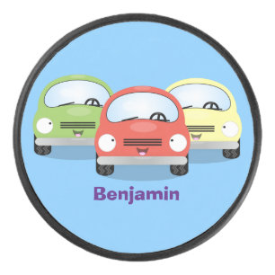 Cute kawaii cars cartoon illustratie hockey puck
