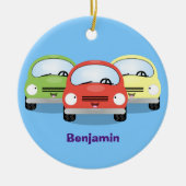 Cute kawaii cars cartoon illustratie keramisch ornament (Voorkant)