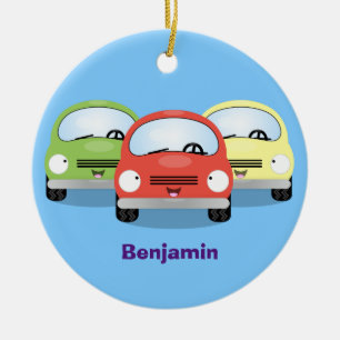 Cute kawaii cars cartoon illustratie keramisch ornament