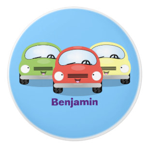 Cute kawaii cars cartoon illustratie keramische knop