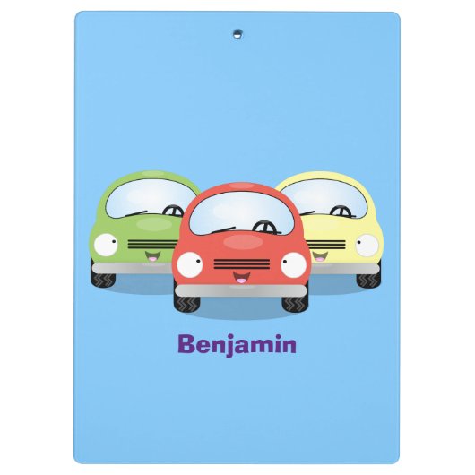 Cute kawaii cars cartoon illustratie klembord (Achterkant)