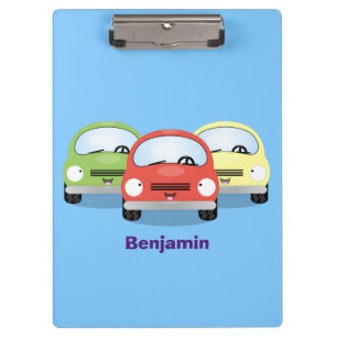 Cute kawaii cars cartoon illustratie klembord