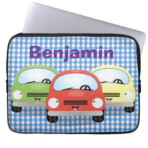 Cute kawaii cars cartoon illustratie laptop sleeve