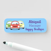 Cute kawaii cars cartoon illustratie naamplaatje (In situ)