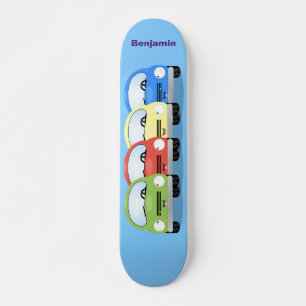 Cute kawaii cars cartoon illustratie persoonlijk skateboard