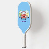 Cute kawaii cars cartoon illustratie pickleball paddle (Links)