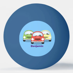 Cute kawaii cars cartoon illustratie pingpongbal