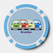 Cute kawaii cars cartoon illustratie poker chips (Achterkant)