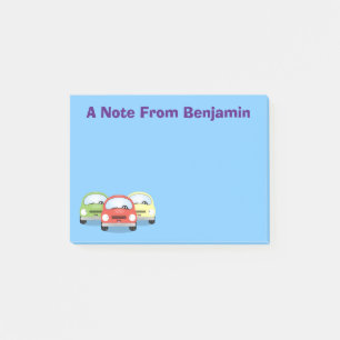 Cute kawaii cars cartoon illustratie post-it® notes