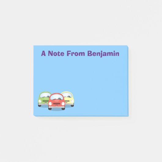 Cute kawaii cars cartoon illustratie post-it® notes (Voorkant)