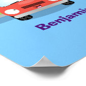 Cute kawaii cars cartoon illustratie poster (Hoek)