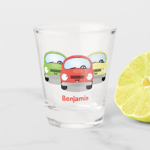 Cute kawaii cars cartoon illustratie shot glas