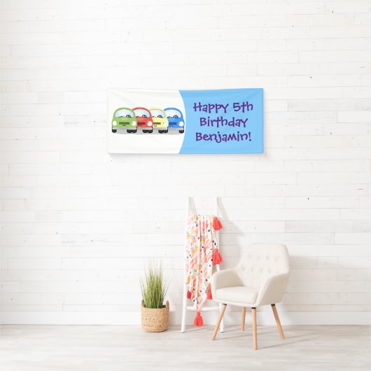 Cute kawaii cars cartoon illustratie spandoek (Insitu)