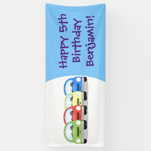Cute kawaii cars cartoon illustratie spandoek (Verticaal)