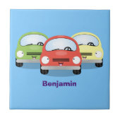 Cute kawaii cars cartoon illustratie tegeltje (Voorkant)