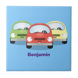 Cute kawaii cars cartoon illustratie tegeltje