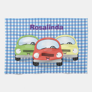 Cute kawaii cars cartoon illustratie theedoek