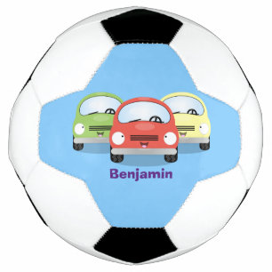 Cute kawaii cars cartoon illustratie voetbal