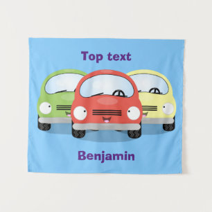 Cute kawaii cars cartoon illustratie wandkleed