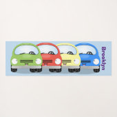Cute kawaii cars cartoon illustratie yogamat (Achterkant (horizontaal))