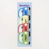 Cute kawaii cars cartoon illustratie yogamat (Voorkant)