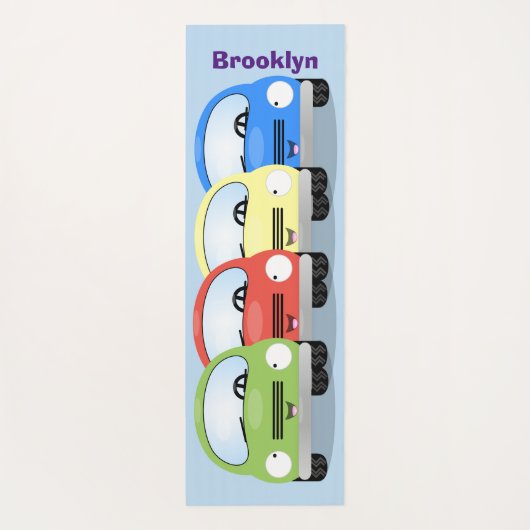 Cute kawaii cars cartoon illustratie yogamat (Achterkant)