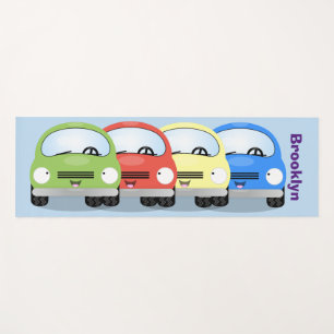 Cute kawaii cars cartoon illustratie yogamat
