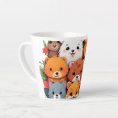 Cute Kawaii Cartoon Dieren Collage Latte Mok (Linkerhoek)