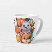 Cute Kawaii Cartoon Dieren Collage Latte Mok (Rechterhoek)