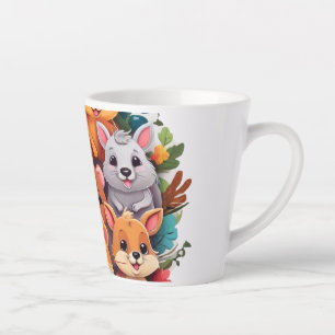 Cute Kawaii Cartoon Dieren Collage Latte Mok