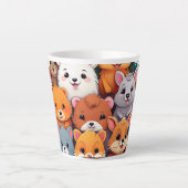Cute Kawaii Cartoon Dieren Collage Latte Mok (Voorkant)