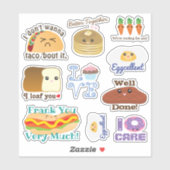 Cute Kawaii Cartoon Food Doodle Funny Puns Gezegde Sticker (Vel)