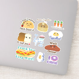Cute Kawaii Cartoon Food Doodle Funny Puns Gezegde Sticker