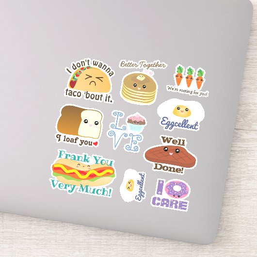 Cute Kawaii Cartoon Food Doodle Funny Puns Gezegde Sticker (Detail)