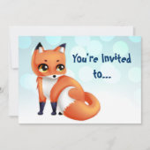 Cute Kawaii cartoon fox bithday party Kaart (Voorkant)