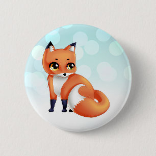 Cute Kawaii cartoon fox Ronde Button 5,7 Cm