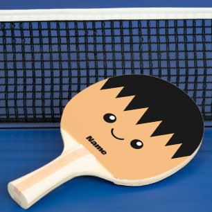 Cute kawaii cartoon gezicht pingpongbat ontwerp tafeltennisbatje