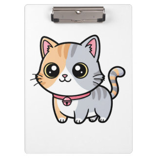 Cute Kawaii Cartoon Kitten Mascot Klembord