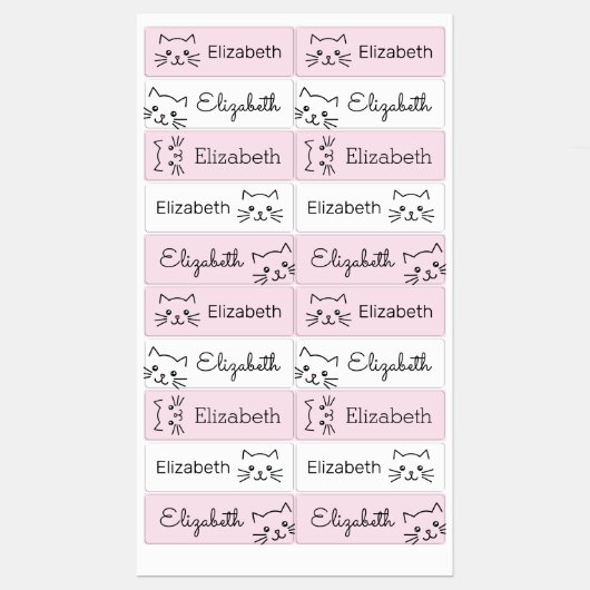 Cute Kawaii Cartoon Kitty Cat Persoonlijke Kindere Labels (Vel)