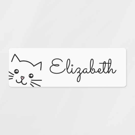 Cute Kawaii Cartoon Kitty Cat Persoonlijke Kindere Labels (Design 2)