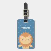 Cute Kawaii Cartoon Lion Boy Kinder Bagagelabel (Voorkant verticaal)